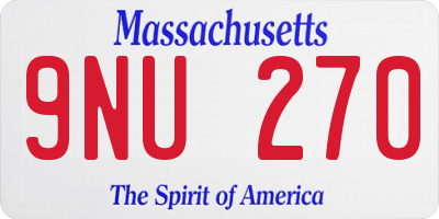 MA license plate 9NU270