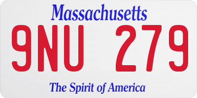 MA license plate 9NU279