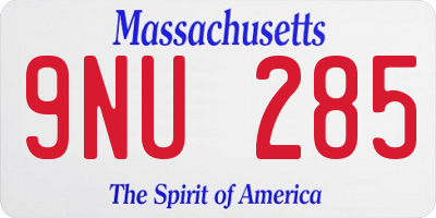 MA license plate 9NU285
