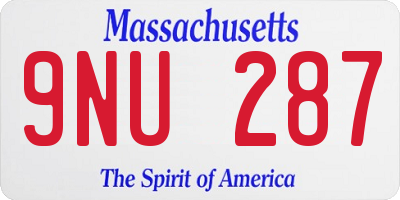 MA license plate 9NU287