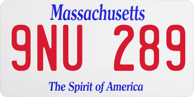 MA license plate 9NU289