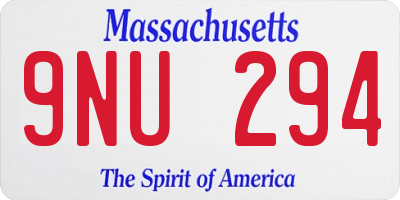 MA license plate 9NU294