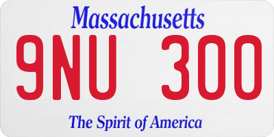 MA license plate 9NU300