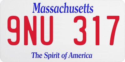 MA license plate 9NU317