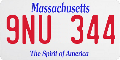 MA license plate 9NU344