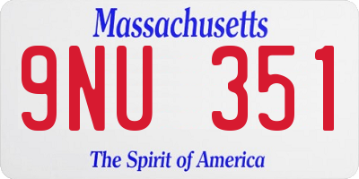MA license plate 9NU351