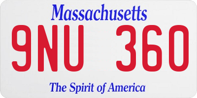 MA license plate 9NU360