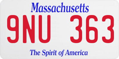 MA license plate 9NU363