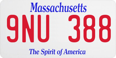 MA license plate 9NU388