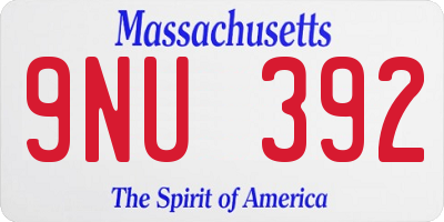 MA license plate 9NU392