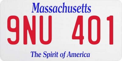 MA license plate 9NU401