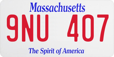 MA license plate 9NU407