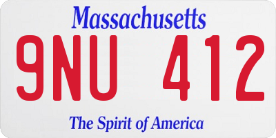 MA license plate 9NU412