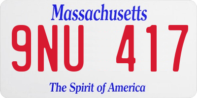 MA license plate 9NU417
