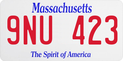 MA license plate 9NU423