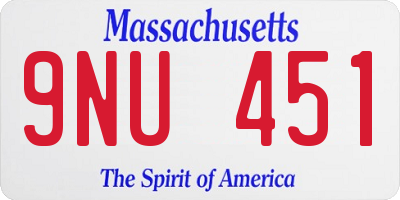 MA license plate 9NU451
