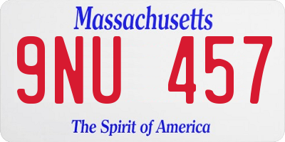 MA license plate 9NU457