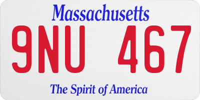 MA license plate 9NU467