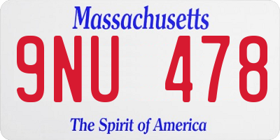 MA license plate 9NU478