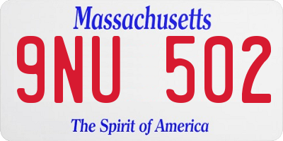 MA license plate 9NU502