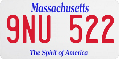 MA license plate 9NU522