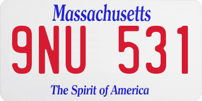 MA license plate 9NU531