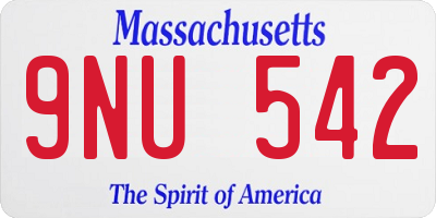 MA license plate 9NU542