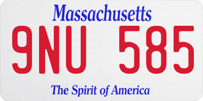 MA license plate 9NU585
