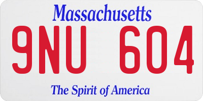 MA license plate 9NU604