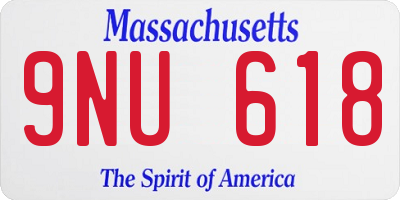 MA license plate 9NU618