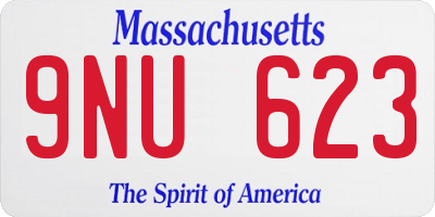 MA license plate 9NU623