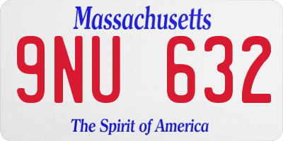 MA license plate 9NU632