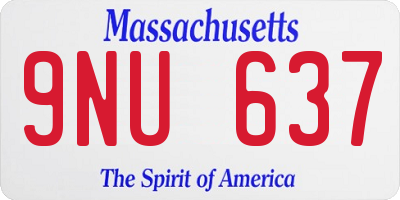 MA license plate 9NU637