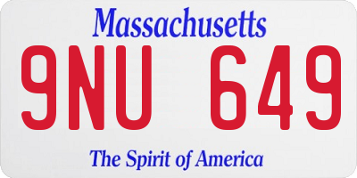 MA license plate 9NU649