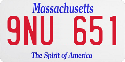 MA license plate 9NU651