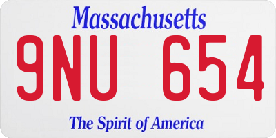 MA license plate 9NU654