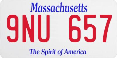 MA license plate 9NU657