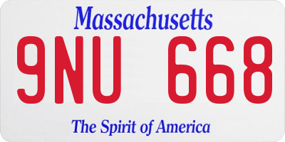 MA license plate 9NU668