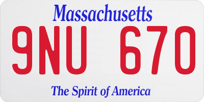 MA license plate 9NU670
