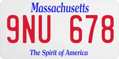 MA license plate 9NU678