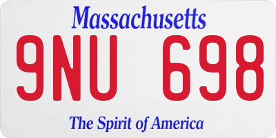 MA license plate 9NU698