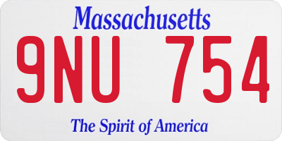 MA license plate 9NU754