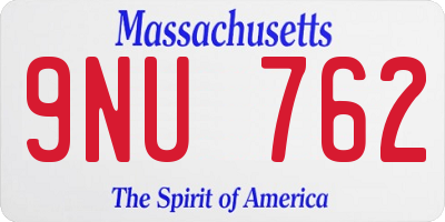 MA license plate 9NU762