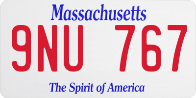 MA license plate 9NU767