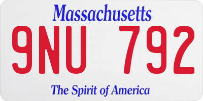MA license plate 9NU792