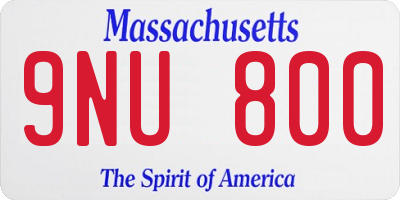 MA license plate 9NU800