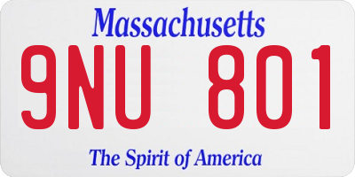 MA license plate 9NU801