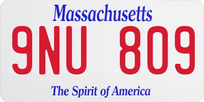 MA license plate 9NU809