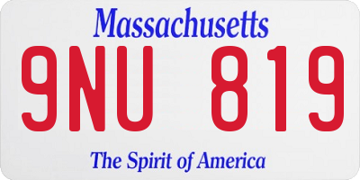MA license plate 9NU819