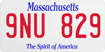 MA license plate 9NU829
